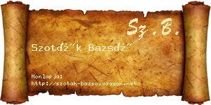 Szoták Bazsó névjegykártya